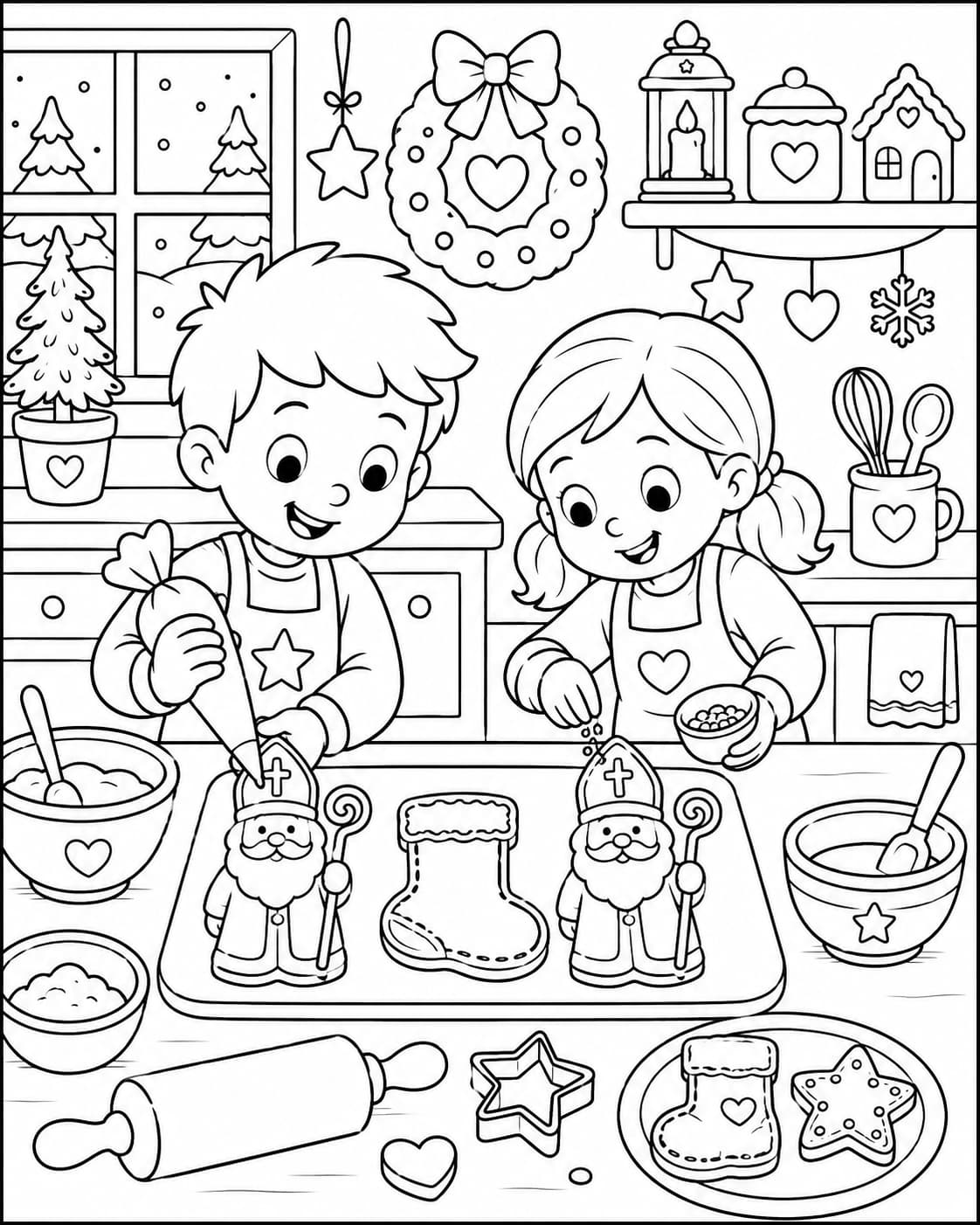 Nikolaus Motiv 8 als kostenloses Ausmalbild für Kinder